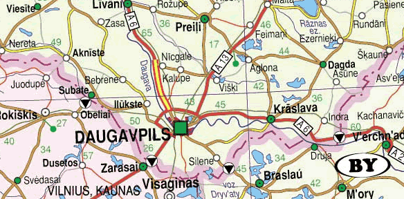 Карта окрестностей г.Даугавпилс