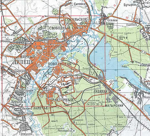 Карта г.Липецк и его окрестностей